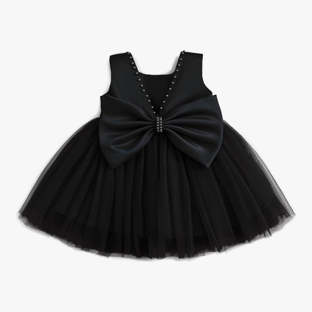 Little Black Tulle Dress with Statement Bow